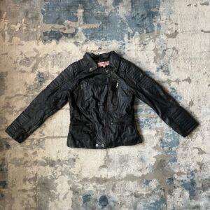 Black faux leather moto Jacket