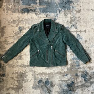 Green Suede Biker Jacket